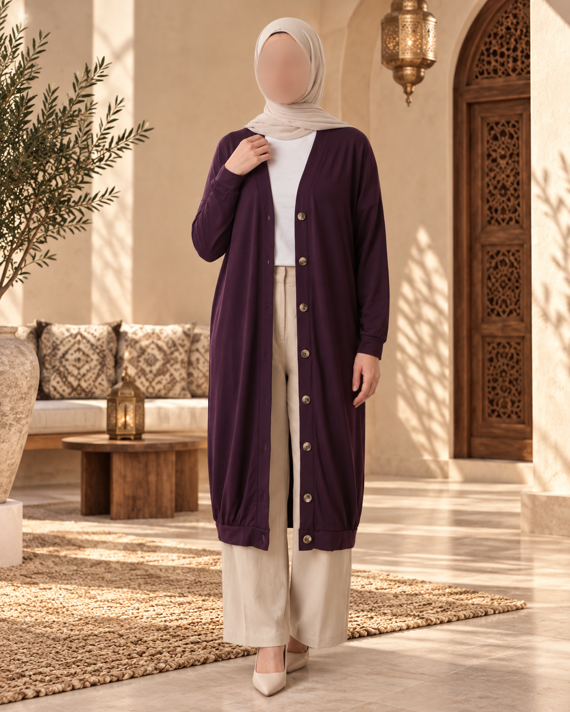 كارديغان طويل بأزرار